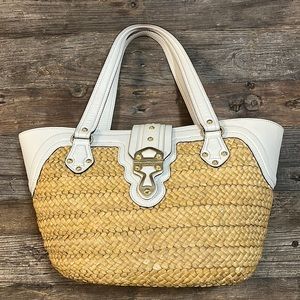 Michael Kors Straw Tote with Ivory Leather